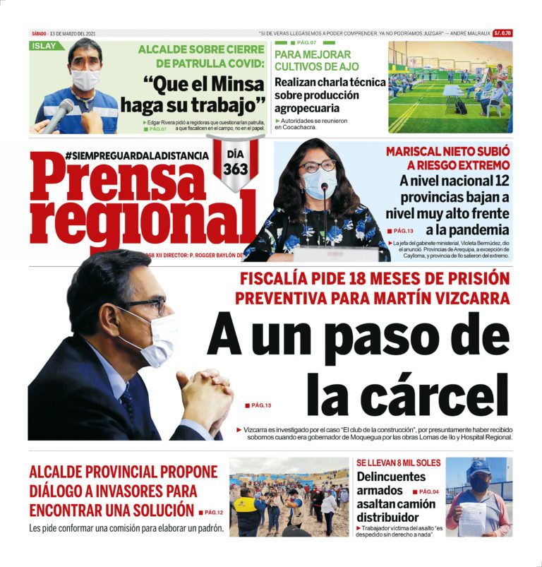 La Prensa Regional – Sábado 13 de Marzo del 2021