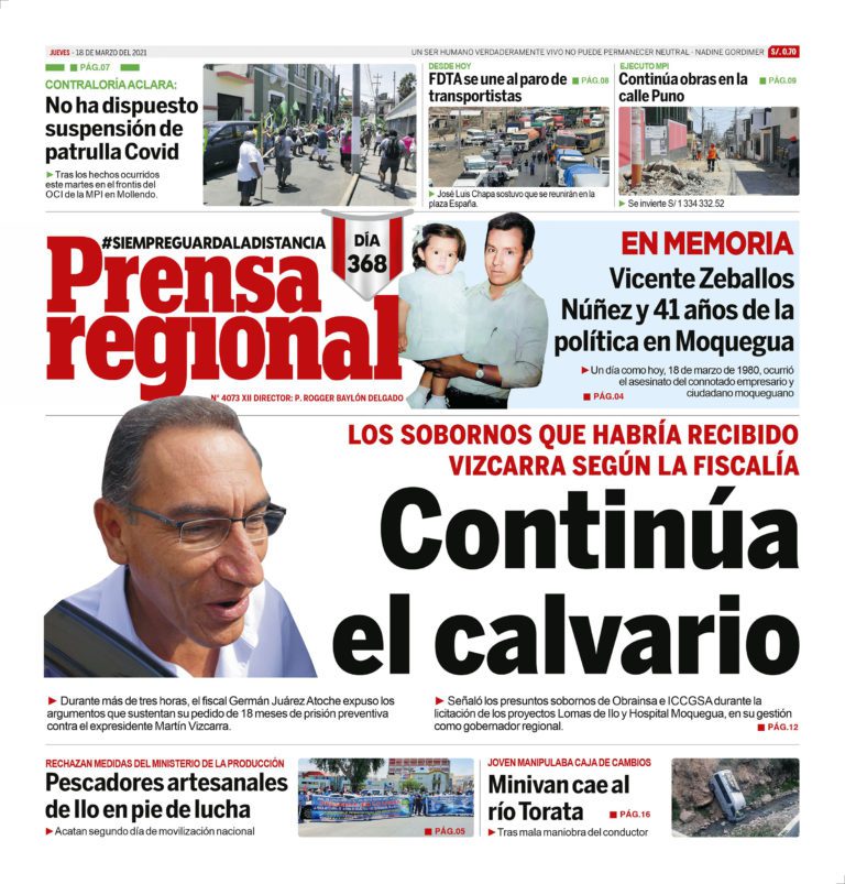 La Prensa Regional – Jueves 18 de Marzo del 2021