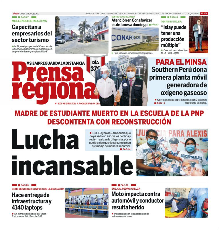 La Prensa Regional – Sábado 20 de Marzo del 2021