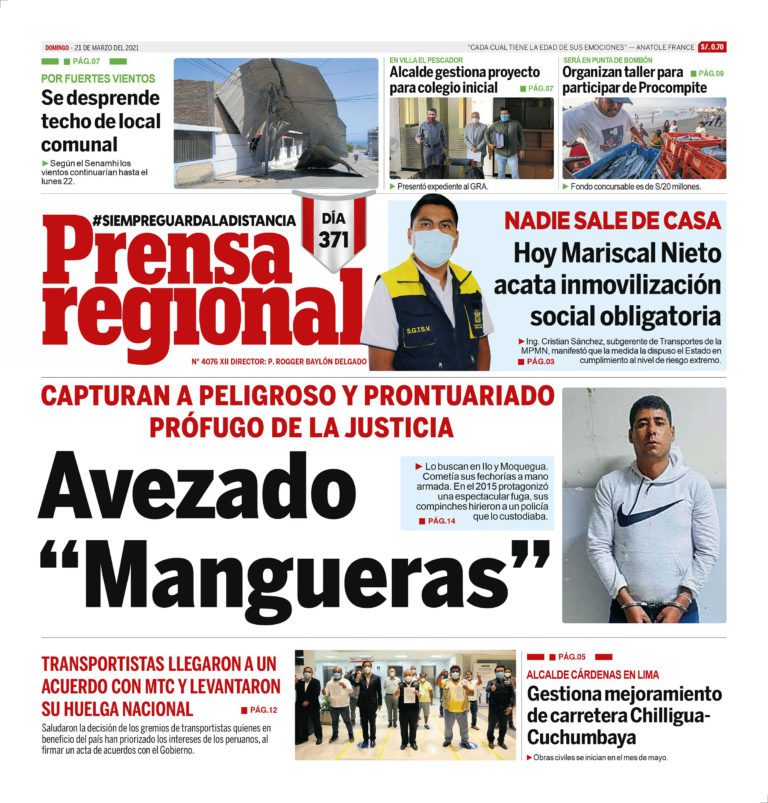 La Prensa Regional – Domingo 21 de Marzo del 2021