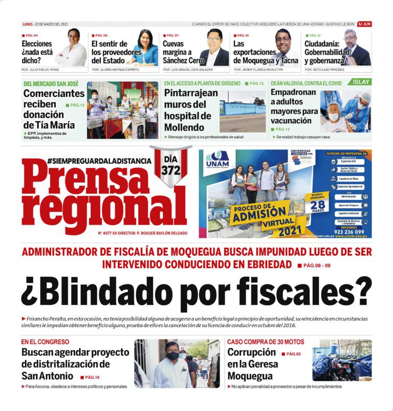 La Prensa Regional – Lunes 22 de Marzo del 2021