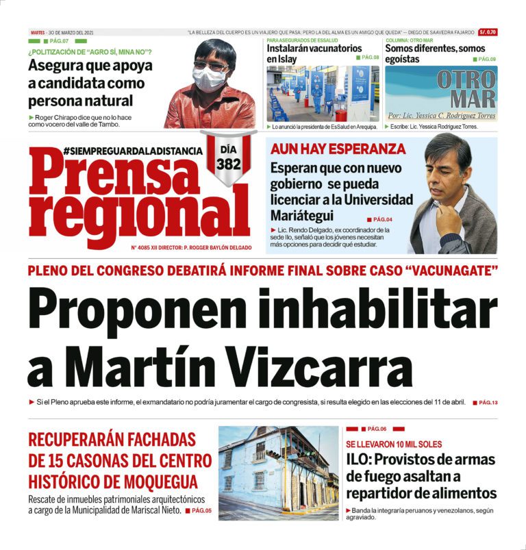 La Prensa Regional – Martes 30 de Marzo del 2021