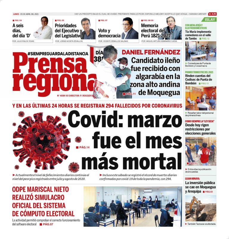 La Prensa Regional – Lunes 05 de Abril del 2021