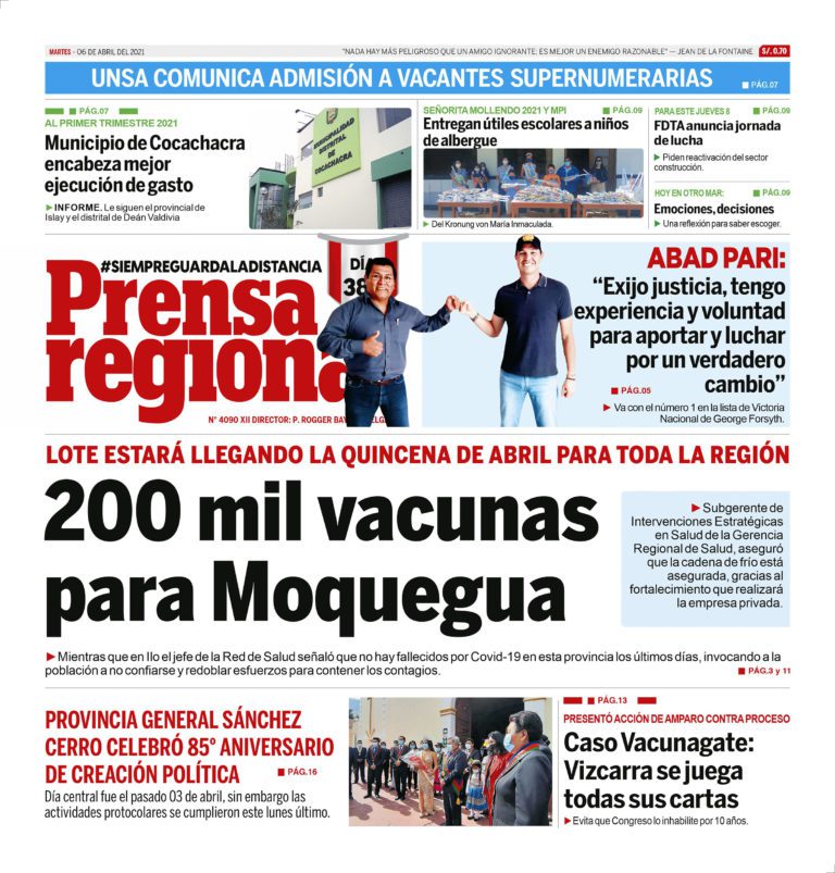La Prensa Regional – Martes 06 de Abril del 2021