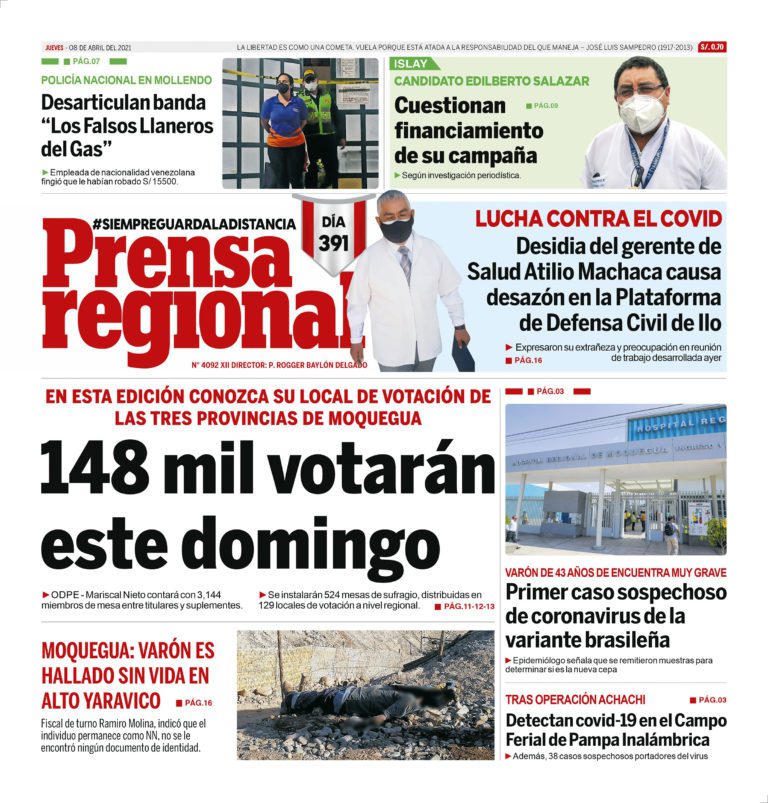 La Prensa Regional – Jueves 08 de Abril del 2021