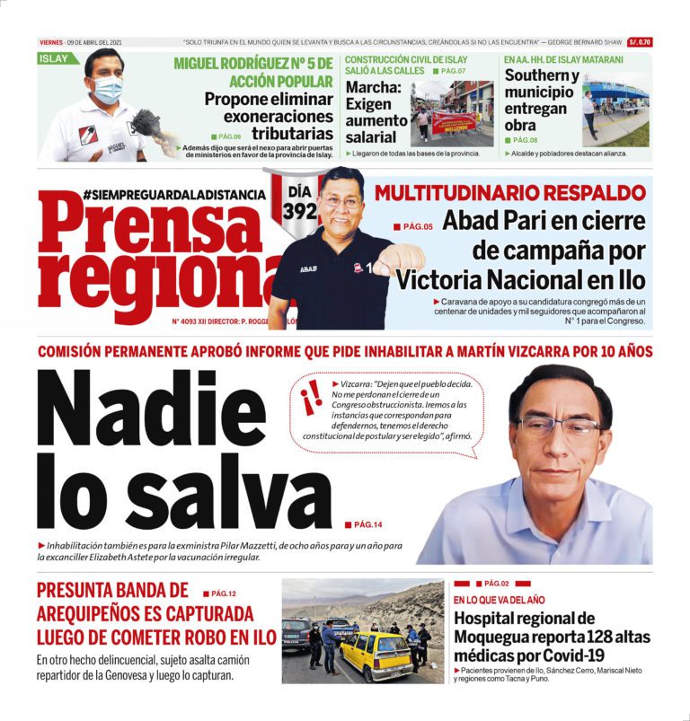 La Prensa Regional – Viernes 09 de Abril del 2021