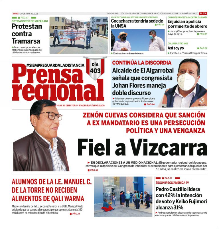 La Prensa Regional – Martes 20 de Abril del 2021