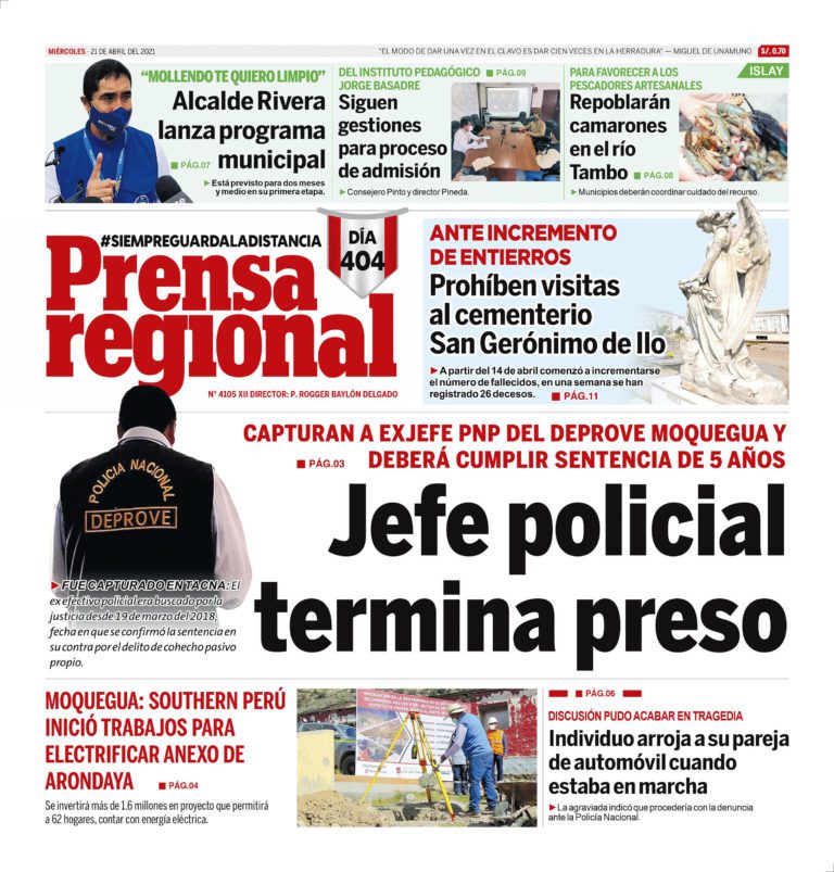 La Prensa Regional – Miércoles 21 de Abril del 2021