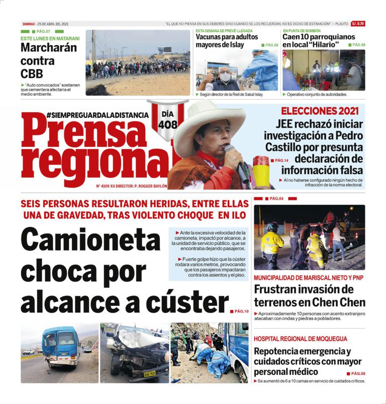 La Prensa Regional – Domingo 25 de Abril del 2021
