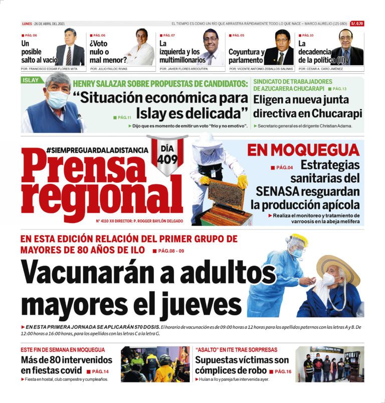 La Prensa Regional – Lunes 26 de Abril del 2021