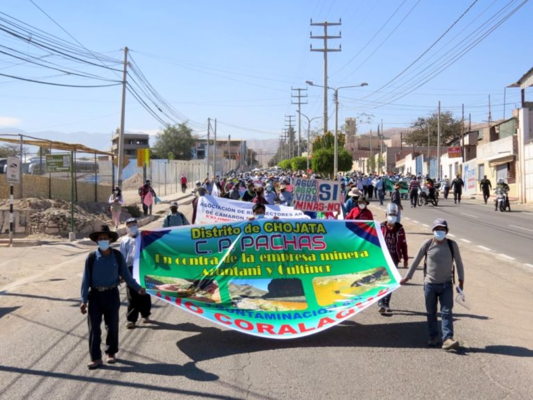 Pobladores de General Sánchez Cerro realizan marcha en rechazo a la contaminación de la cuenca del río Coralaque