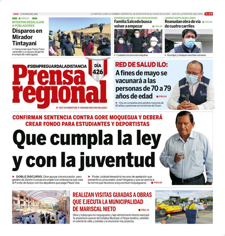 La Prensa Regional – Jueves 13 de Mayo del 2021