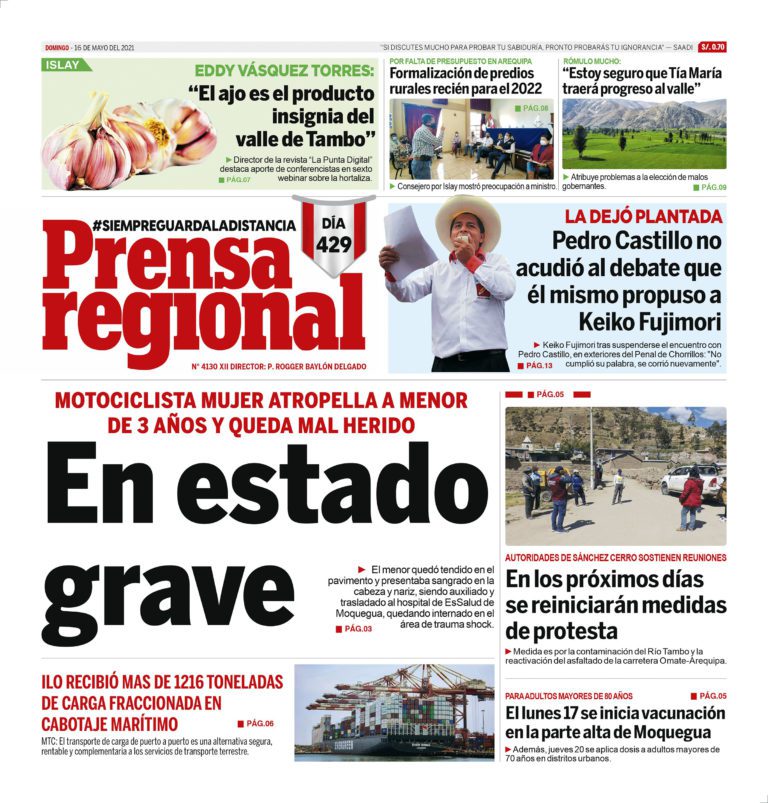 La Prensa Regional – Domingo 16 de Mayo del 2021