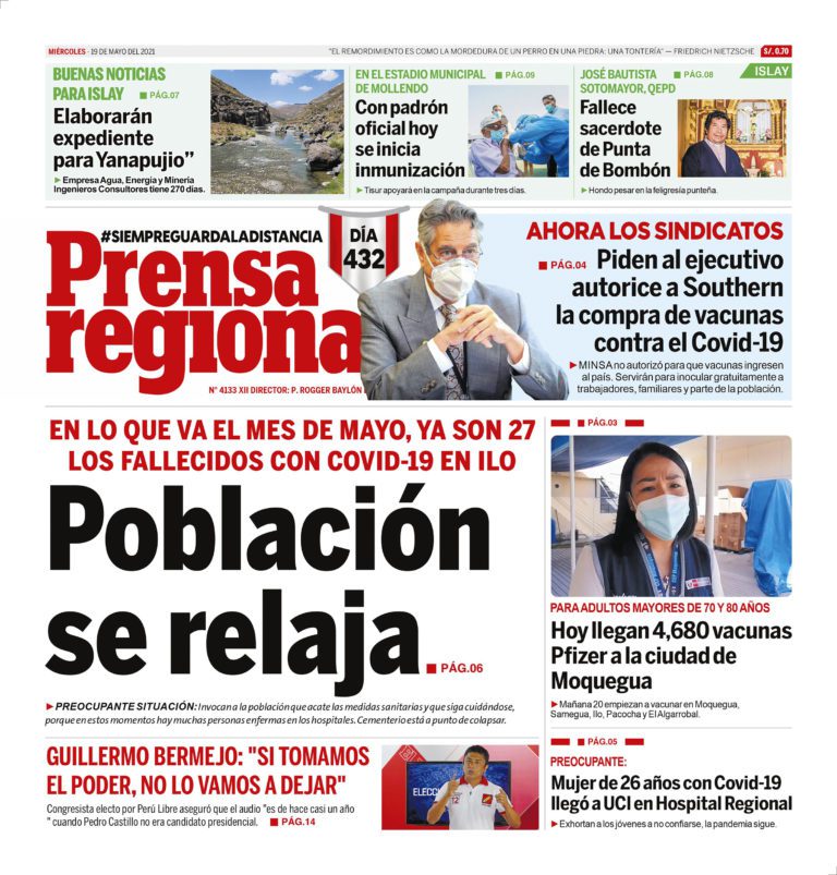 La Prensa Regional – Miércoles 19 de Mayo del 2021