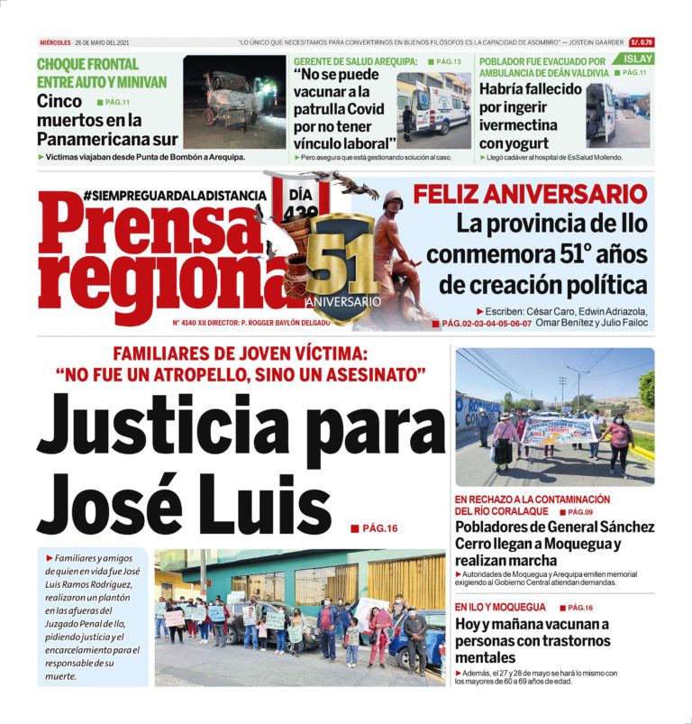 La Prensa Regional – Miércoles 26 de Mayo del 2021