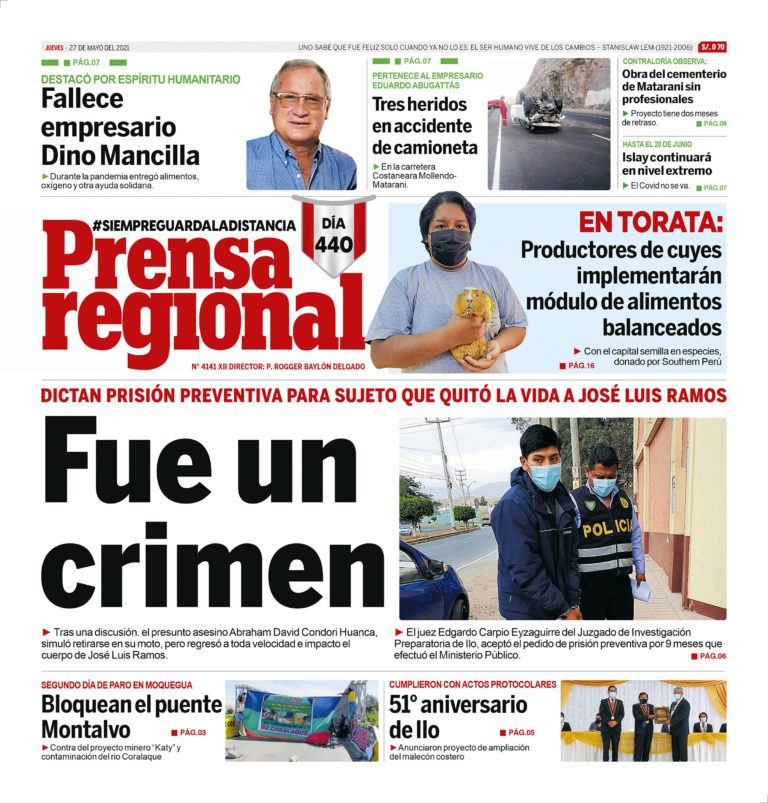 La Prensa Regional – Jueves 27 de Mayo del 2021