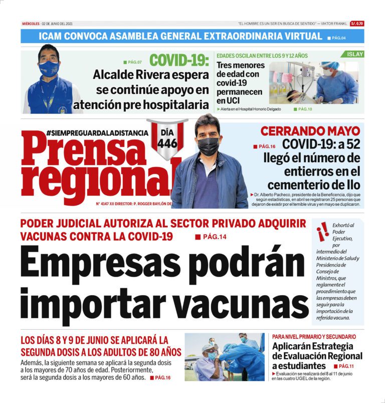 La Prensa Regional – Miércoles 02 de Junio del 2021