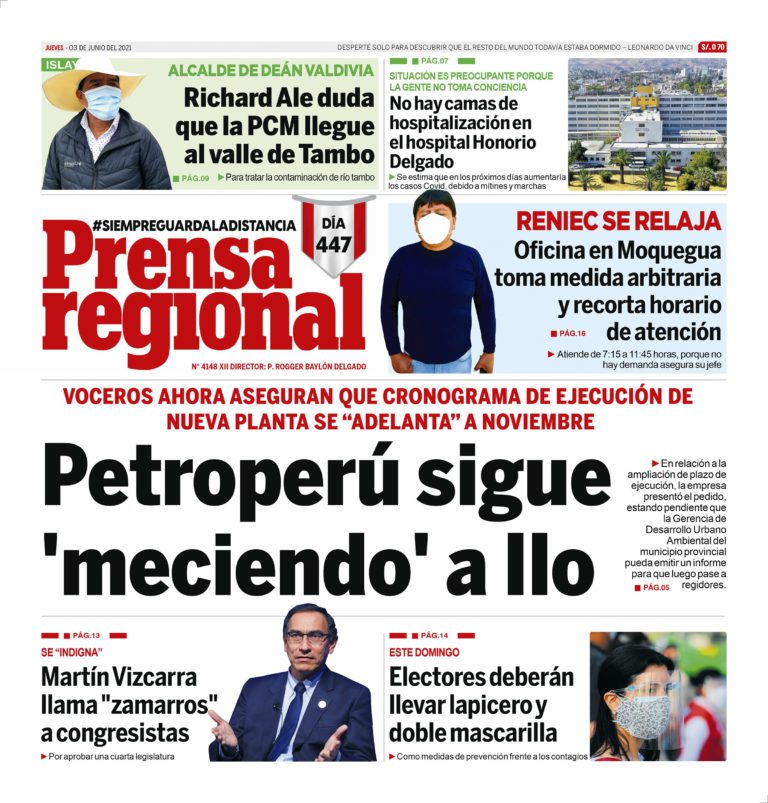 La Prensa Regional – Jueves 03 de Junio del 2021