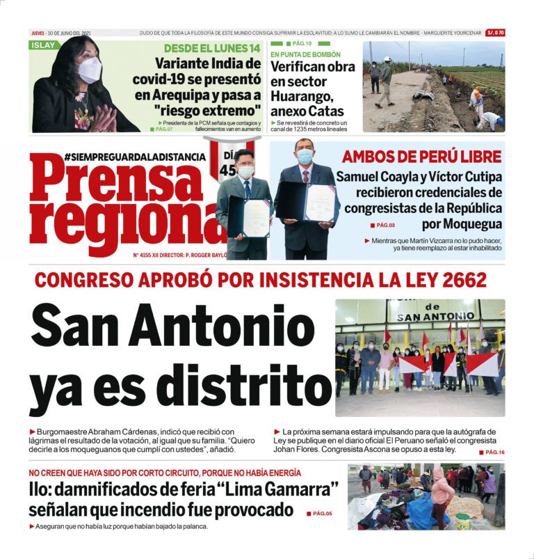 La Prensa Regional – Jueves 10 de Junio del 2021