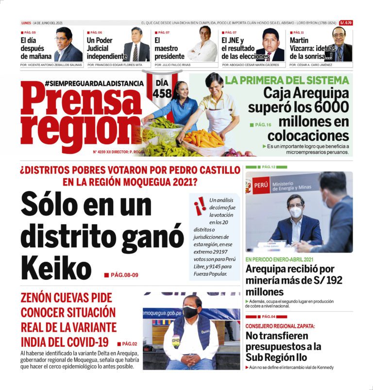 La Prensa Regional – Lunes 14 de Junio del 2021