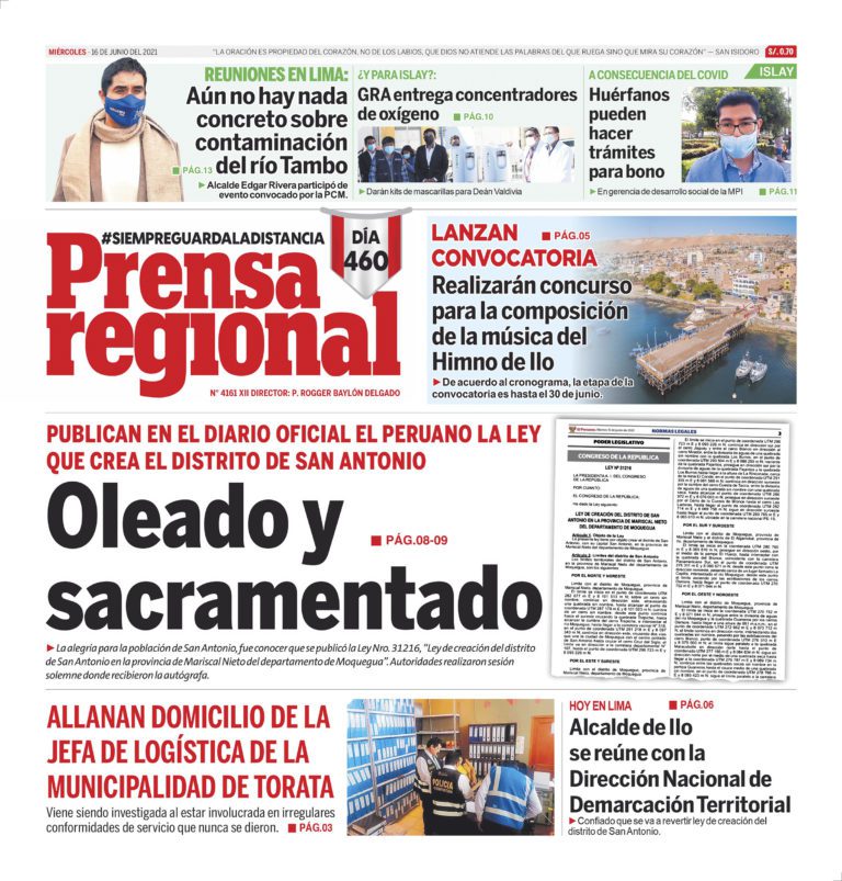 La Prensa Regional – Miércoles 16 de Junio del 2021