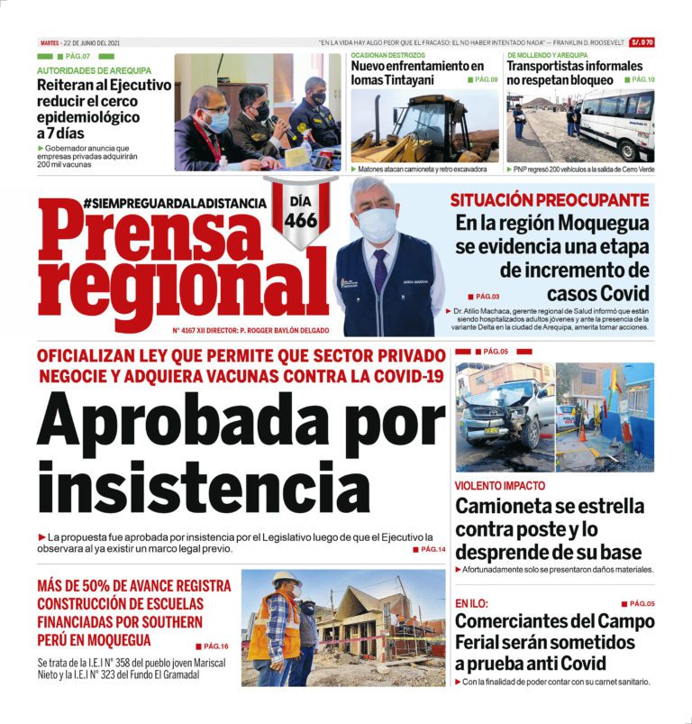 La Prensa Regional – Martes 22 de Junio del 2021