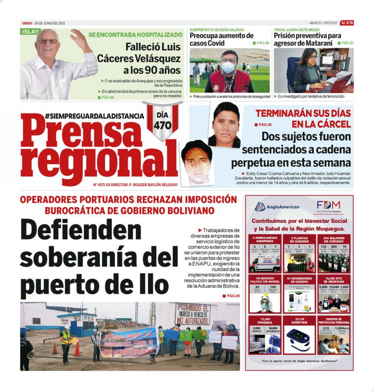 La Prensa Regional – Sábado 26 de Junio del 2021