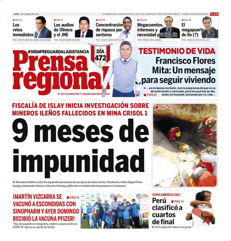La Prensa Regional – Lunes 28 de Junio del 2021