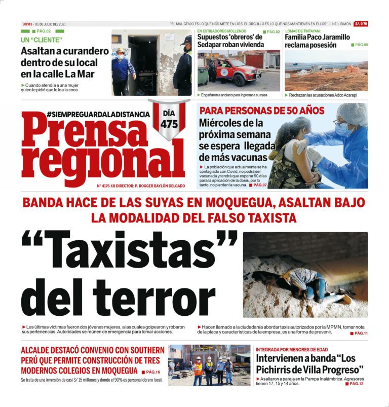 La Prensa Regional – Jueves 01 de Julio del 2021