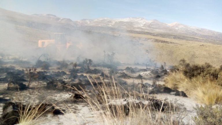 Se registró incendio forestal en Puquina