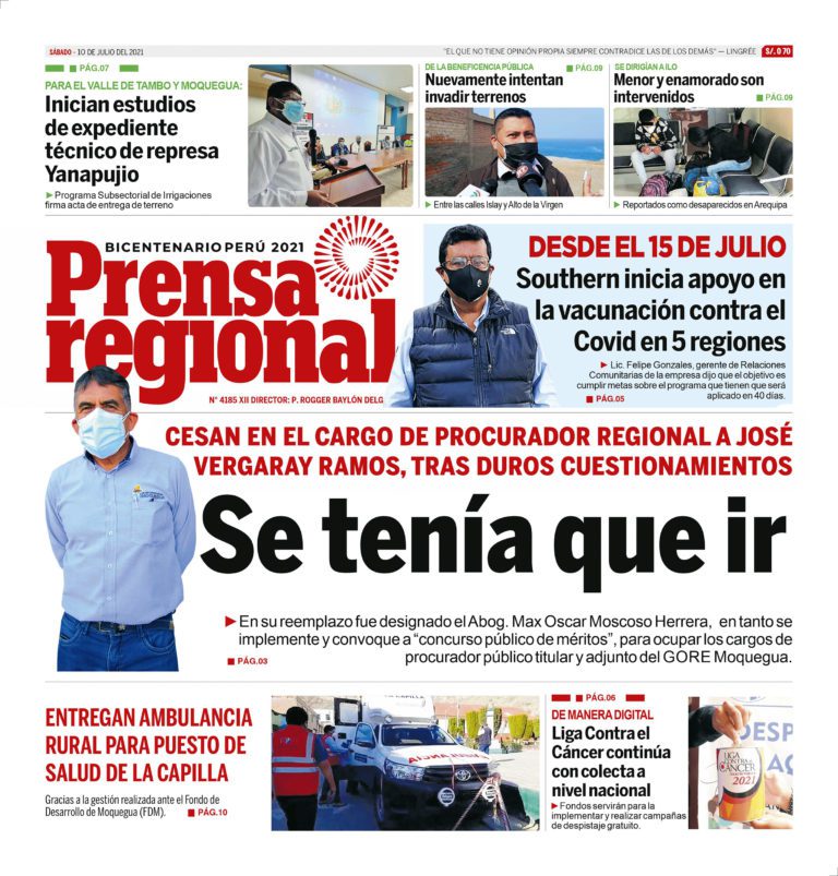 La Prensa Regional – Sábado 10 de Julio del 2021