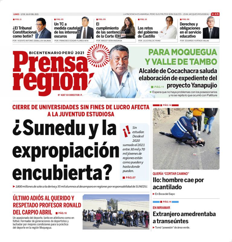 La Prensa Regional – Lunes 12 de Julio del 2021