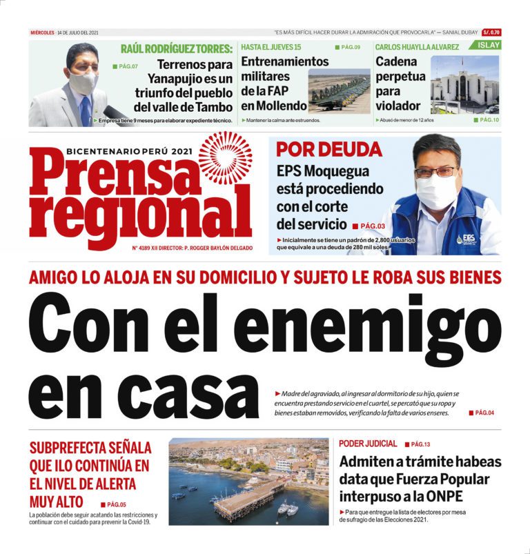 La Prensa Regional – Miércoles 14 de Julio del 2021