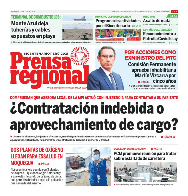 La Prensa Regional – Miercoles 21 de Julio del 2021