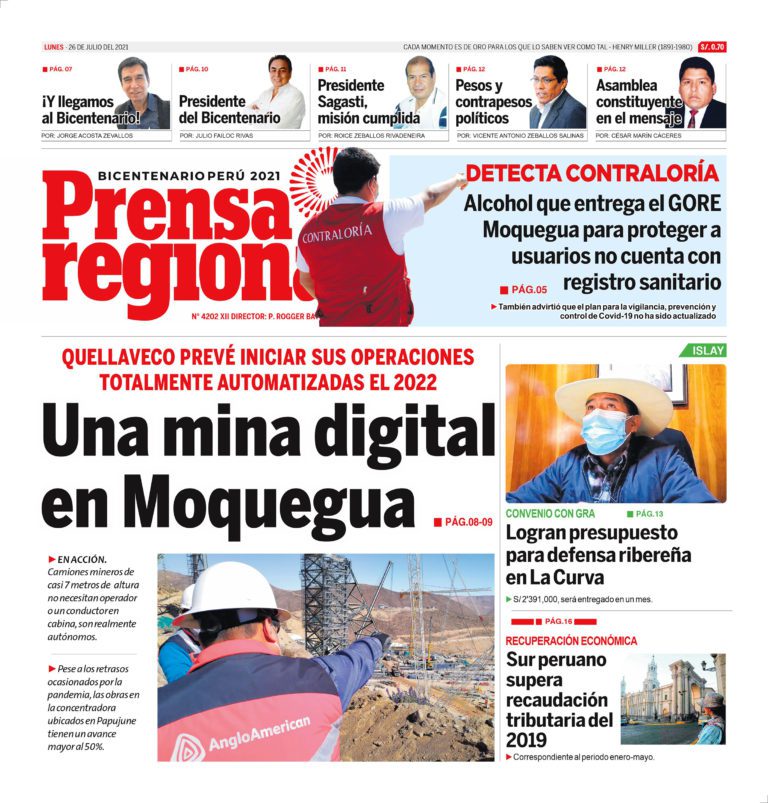 La Prensa Regional – Lunes 26 de Julio del 2021