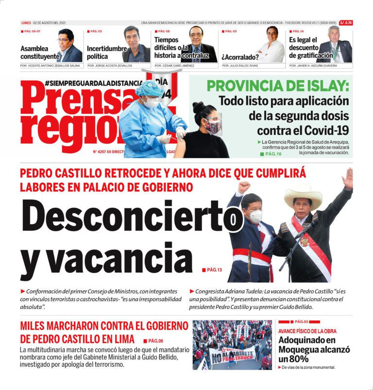 La Prensa Regional – Lunes 02 de Agosto del 2021