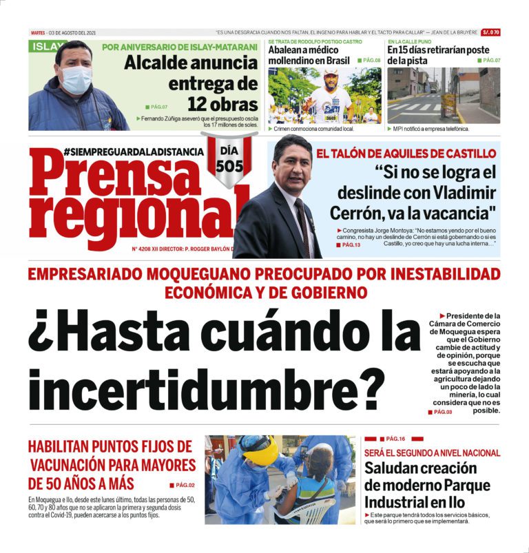 La Prensa Regional – Martes 03 de Agosto del 2021