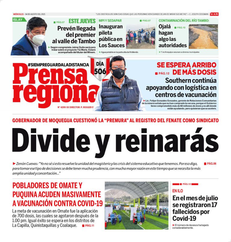 La Prensa Regional – Miércoles 04 de Agosto del 2021