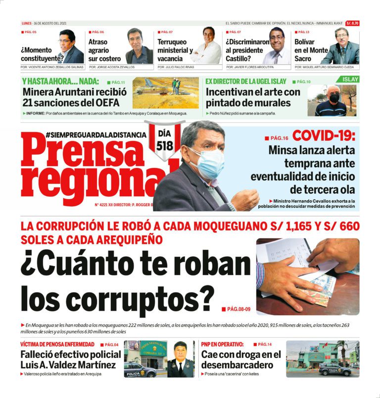 La Prensa Regional – Lunes 16 de Agosto del 2021