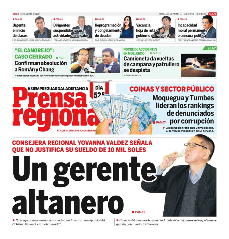 La Prensa Regional – Lunes 23 de Agosto del 2021