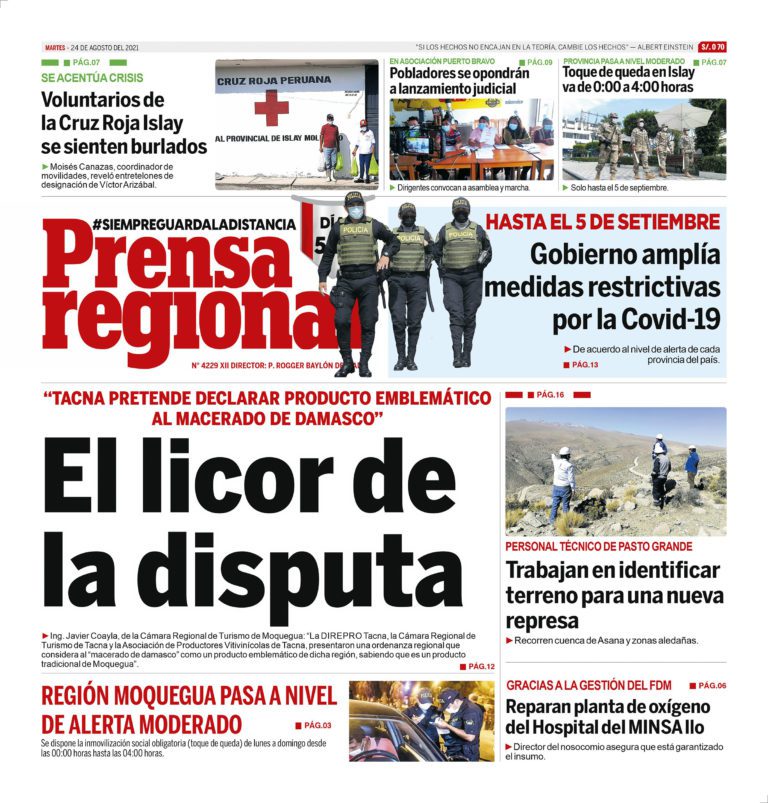La Prensa Regional – Martes 24 de Agosto del 2021