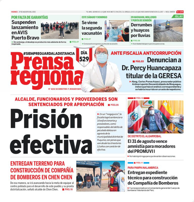 La Prensa Regional – Viernes 27 de Agosto del 2021