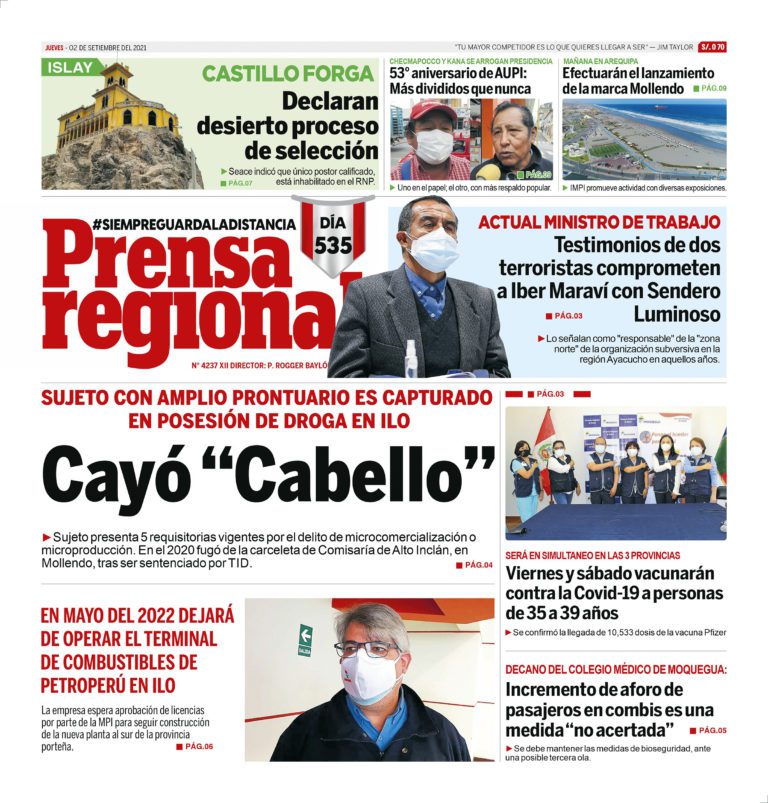 La Prensa Regional – Jueves 02 de Setiembre del 2021