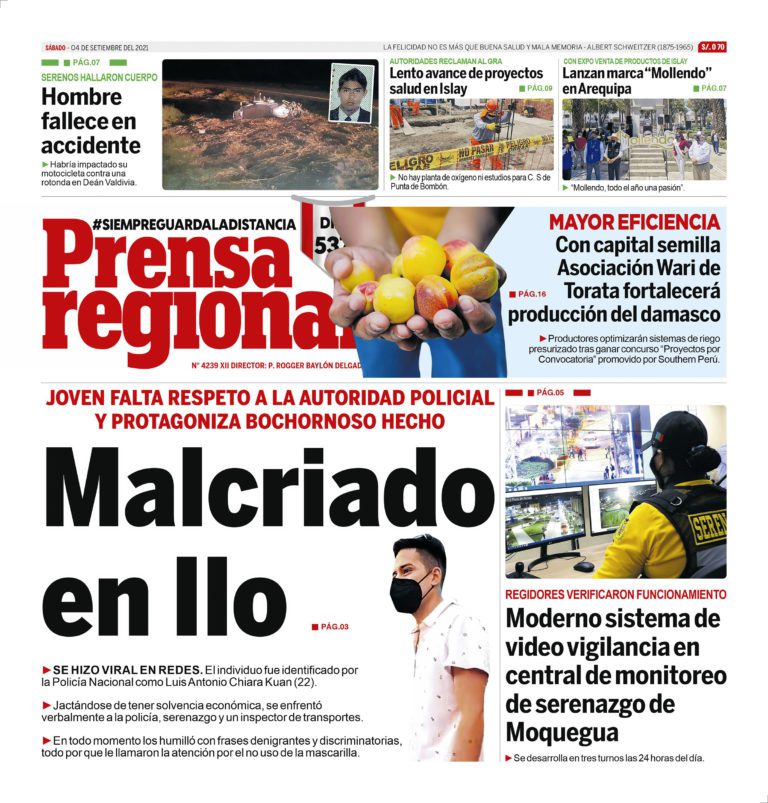 La Prensa Regional – Sábado 04 de Setiembre del 2021