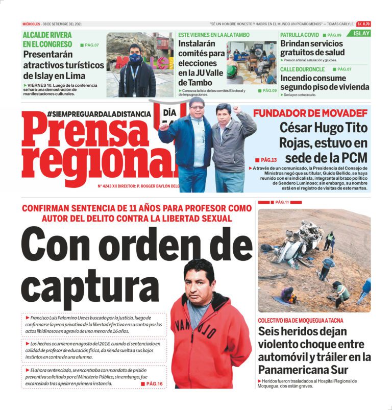 La Prensa Regional – Miércoles 08 de Setiembre del 2021