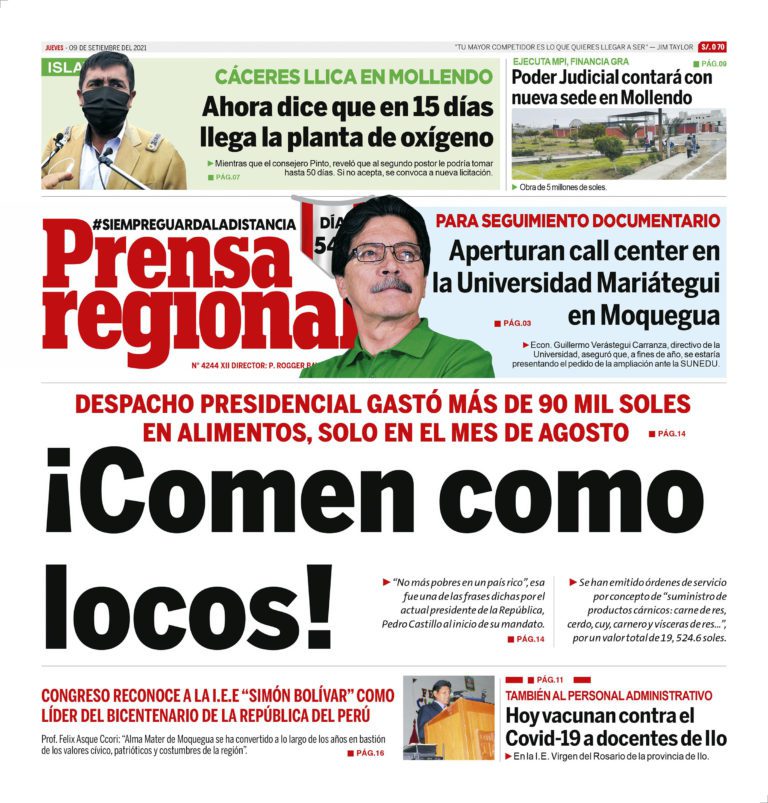 La Prensa Regional – Jueves 09 de Setiembre del 2021