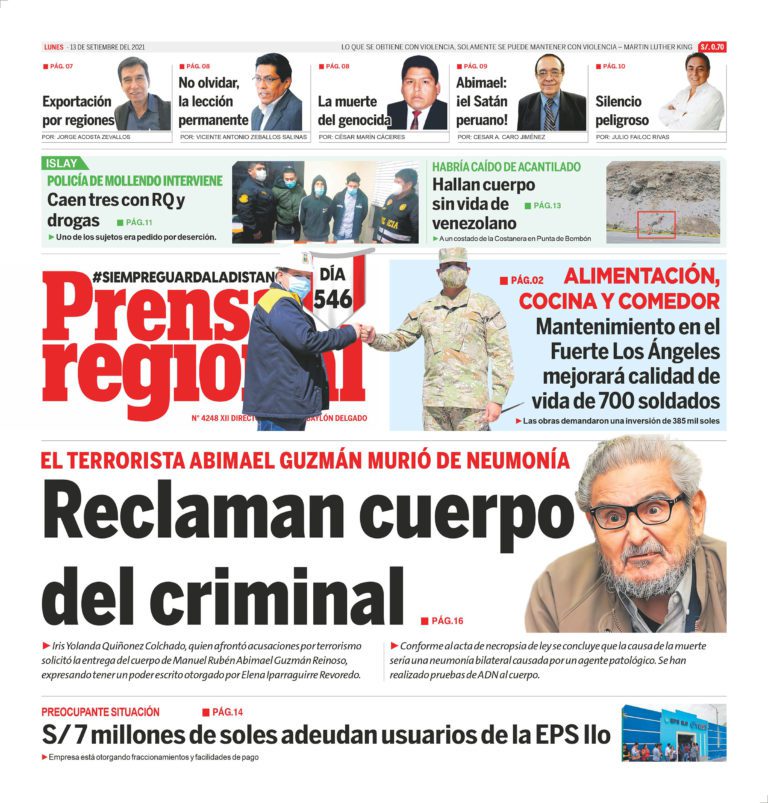 La Prensa Regional – Lunes 13 de Setiembre del 2021
