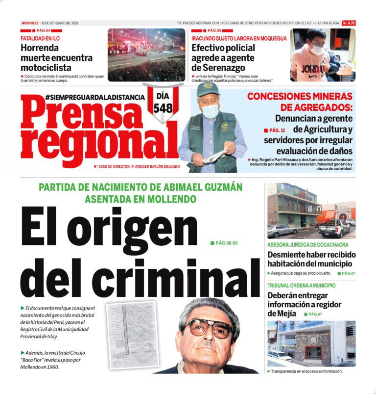 La Prensa Regional – Miércoles 15 de Setiembre del 2021