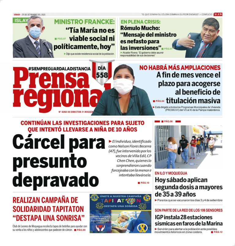 La Prensa Regional – Sábado 25 de Agosto del 2021
