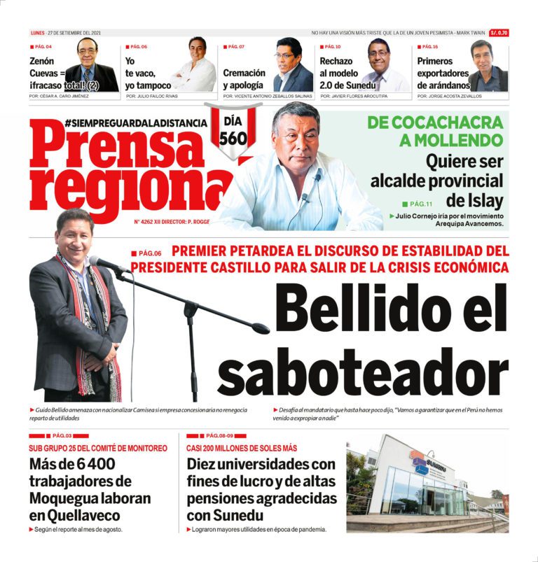 La Prensa Regional – Lunes 27 de Setiembre del 2021